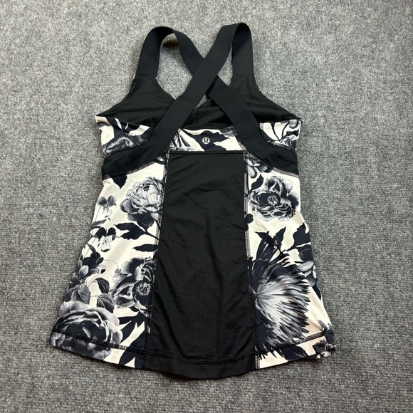 LULULEMON Women’s Push Ur Limits Tank Workout Top Brisk Bloom Black/White size 6 - Picture 3 of 8